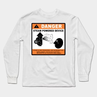 steampunk warning label Long Sleeve T-Shirt